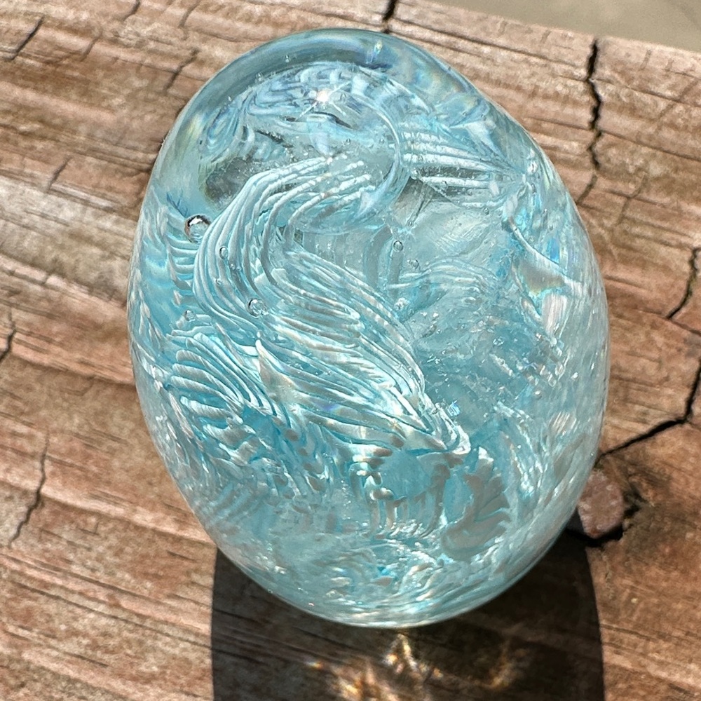Elegant Blue Glass Art Egg Sculpture. Vintage Possible Fratelli Toso - Picture 4 of 6